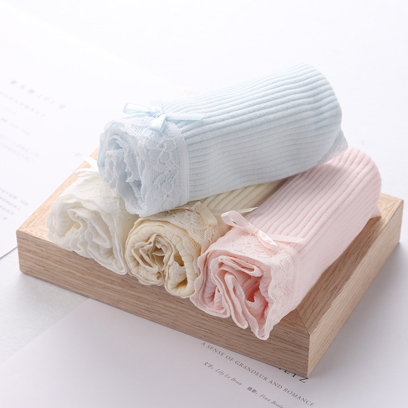 4条内裤女纯棉中腰蕾丝亲肤全棉裆100%三角内裤简约学生少女短裤,淘宝优惠券,粉丝福利购,淘宝优惠卷
