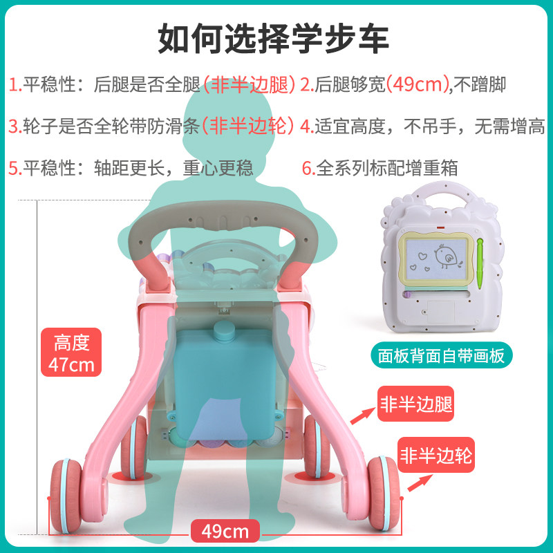 婴儿6-18个月防侧翻女宝宝学步车 隆亿母婴手推学步玩具