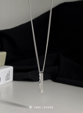 元素长方体小众钛钢吊坠项链