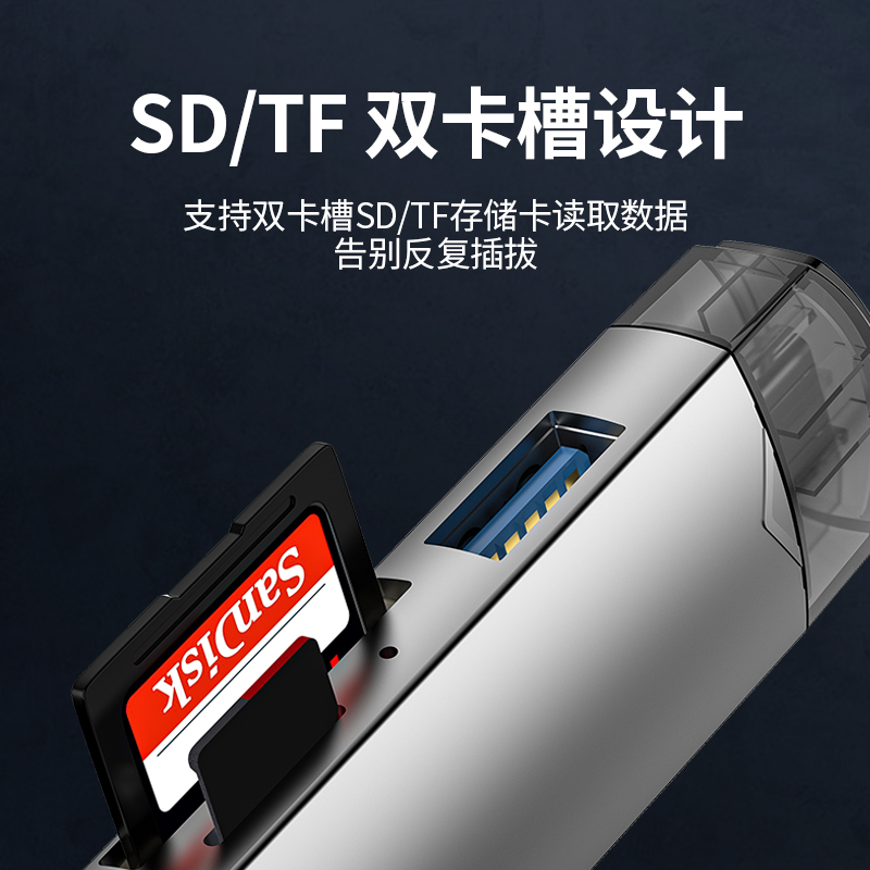 RNX读卡器usb3.0高速多功能合一sd内存卡ccd存储转换tf安卓typec电脑U盘两用otg车载通用适用于相机华为手机 - 图1