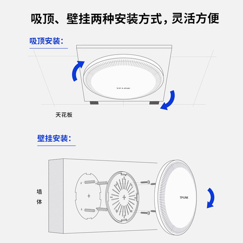 普联TP-LINK超千兆无线ap吸顶式路由器BE5100双频wifi7全屋覆盖2.5G网口家用大功率酒店商用poe供电ac易展版 - 图2