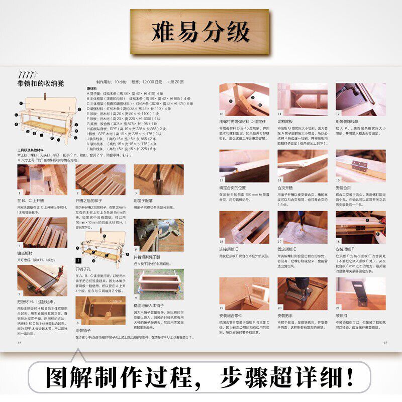 木工手贴复古风家具轻松做木工零基础从入门到精通教程书木工基础大全家居制作教材diy手工制作木雕书籍木匠手工木制品制作知识_虎窝淘
