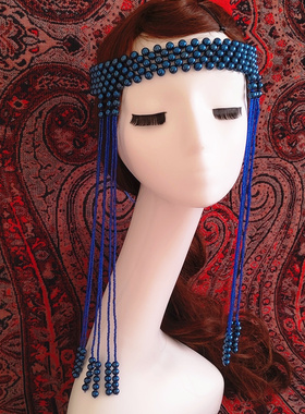 蒙古元素长款手工编织新娘发饰