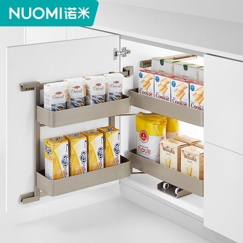 NUOMI诺米厨房橱柜地柜拉篮多层怪物储物柜铝合金调味拉篮连门宝 - 图2
