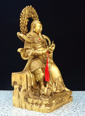 纯黄铜真武大帝玄武祖师铜像武当山祖师爷玄天上帝供奉大号坐像