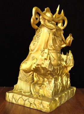 纯黄铜山神像摆件全身站像坐像居家供养佛像土地大号山神爷铜像