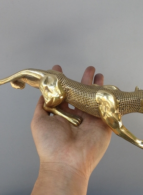 豹子车载客厅桌面动物风水铜器