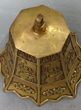铜钟八角花铃铛带风叶寺庙