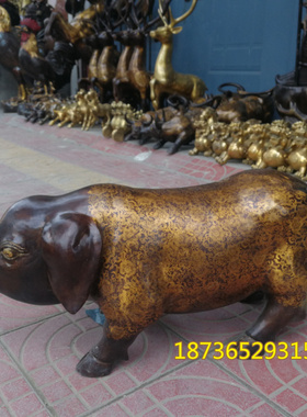 纯铜招财福字猪工艺品动物摆件