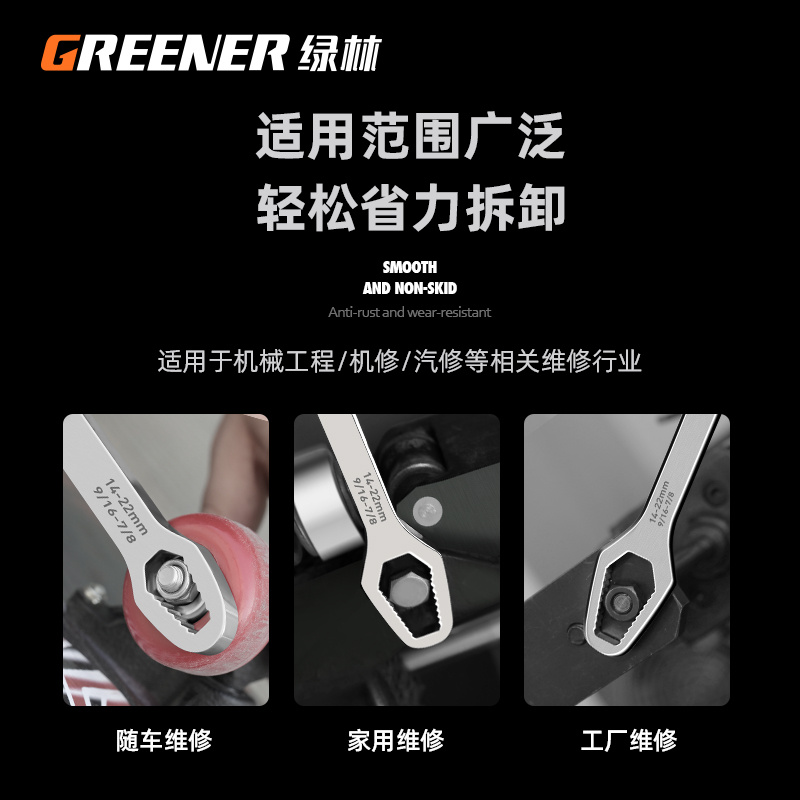 【惊呆了！工具还能这样用】绿林扳手工具多功能梅花扳手活动套装