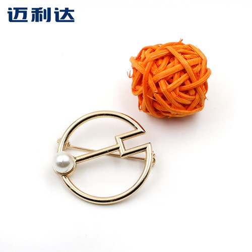 金属珍珠环扣韩版开衫丝巾披肩打结扣纽扣别针三档扣袖扣装饰钮扣 - 图0