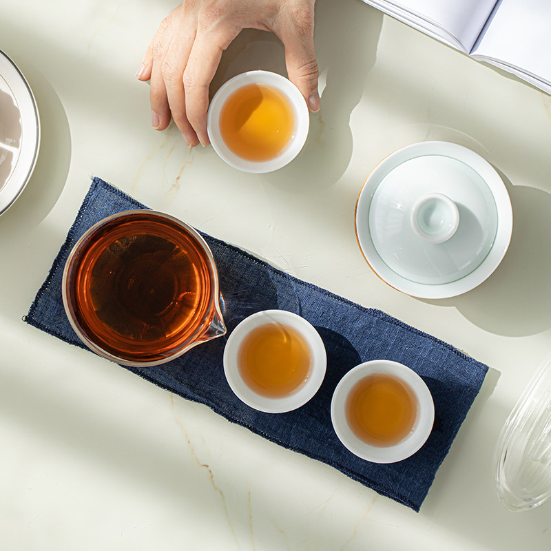 青瓷旅行茶具套装户外便携包随身收纳包陶瓷盖碗快客杯一壶三杯,淘宝优惠券,粉丝福利购,淘宝优惠卷