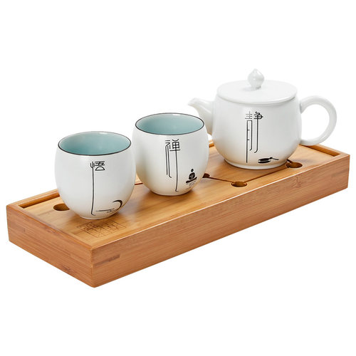 君器功夫茶具套装家用中式单人小套陶瓷茶壶办公室喝茶一壶两杯 - 图2