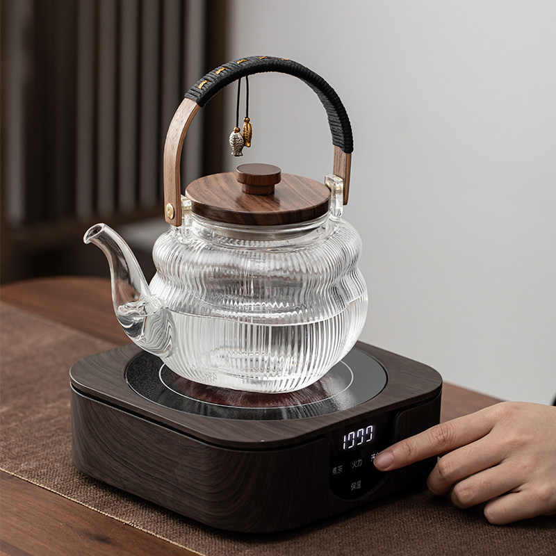 君器冬天围炉煮茶电陶炉煮茶器耐热玻璃煮茶壶小型蒸煮两用养生壶