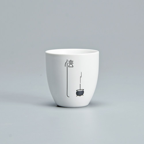 君器脂白禅意功夫茶杯套装陶瓷品茗杯简约茶盏主人杯茶碗单杯90ml - 图0