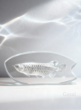 金龙鱼水晶内雕摆件招财开业送礼