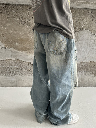 haonanhuang 锈迹落色擦脏破坏牛仔裤 - 图2