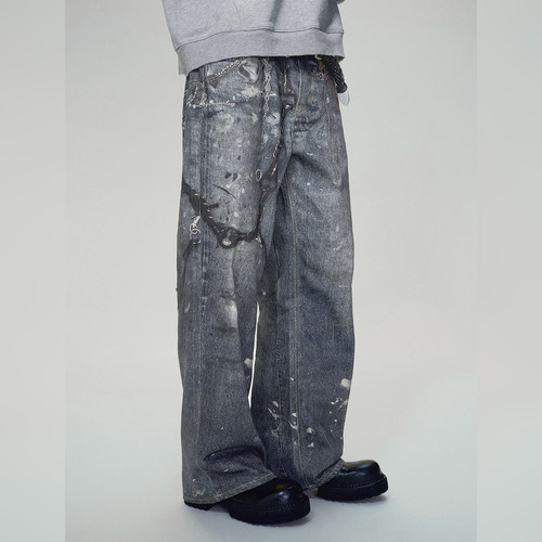 【董大力同款】haonanhuang 重置1981M康利印花宽松baggy牛仔长裤 - 图3