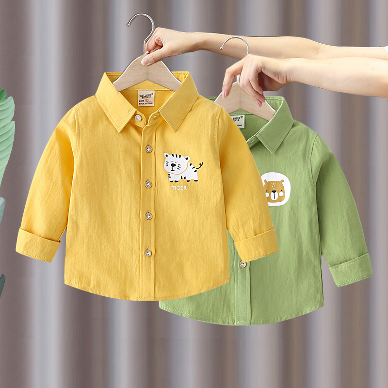 Shipping insurance included, boys' pure cotton long-sleeved shirt