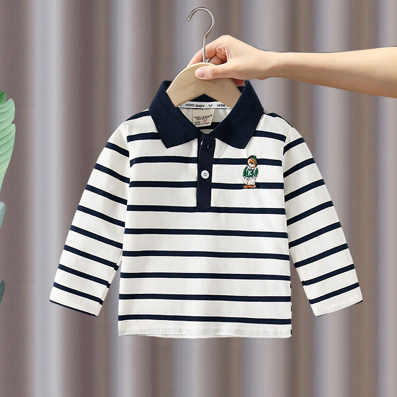 男童长袖T恤2025春秋季新款儿童宝宝纯棉翻领条纹POLO衫上衣打底,淘宝优惠券,粉丝福利购,淘宝优惠卷