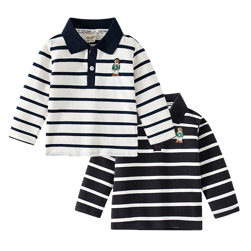 男童长袖T恤2025春秋季新款儿童宝宝纯棉翻领条纹POLO衫上衣打底,淘宝优惠券,粉丝福利购,淘宝优惠卷