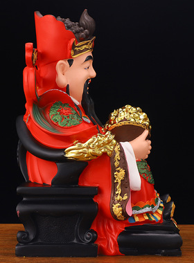 家用红衣文财神摆件店铺开业送礼招财过聚财树脂佛像光的财神爷