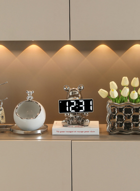 轻奢玄关摆件电子钟入户鞋柜装饰