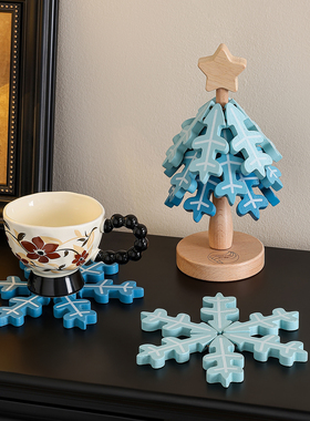 圣诞树隔热垫实木创意摆件餐桌耐高温防烫垫一棵树杯垫锅碗盘垫子