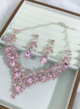 YOUFIR奢华浅粉色套链项链