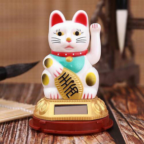 猫中国广东省大陆太阳能摇手家居客厅店铺收银台创意礼品360包邮 - 图0