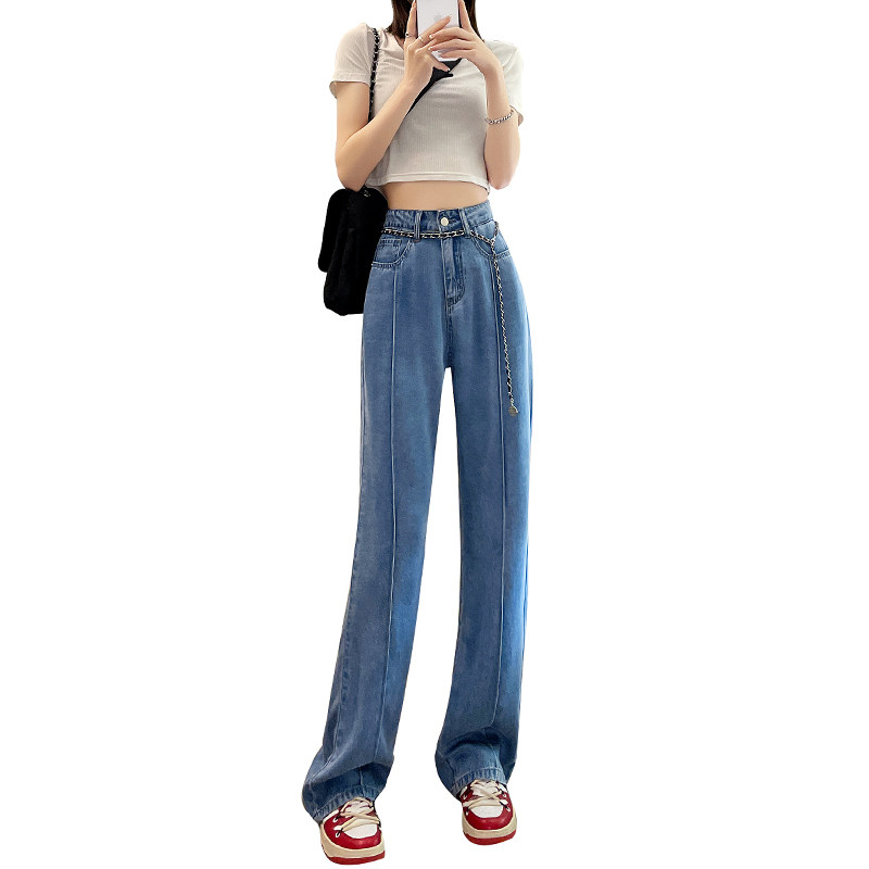 天丝牛仔阔腿裤夏季2022年直筒裤子 华梅牛仔裤