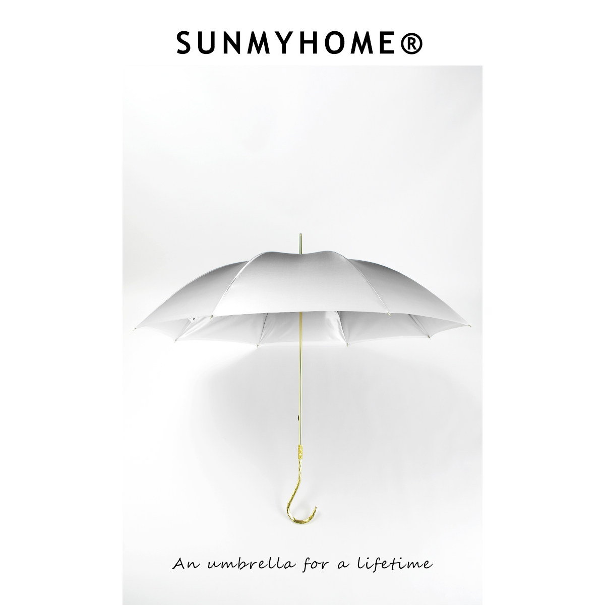 SUNMYHOME®高级灰渐变晴雨两用伞女防晒防紫外线长柄伞古典轻奢伞 - 图1