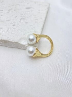 女黄铜欧美风小众高级感珍珠