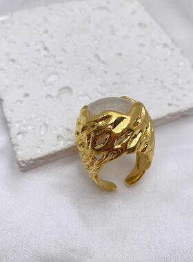 女黄铜欧美风夸张圆形大颗宝石