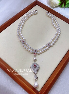 花式双层奢华欧美范母贝珍珠项链