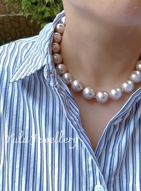 母贝珍珠美拉德色系项链耳钉