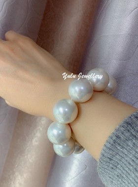 母贝珍珠超大正圆强光20mm手链