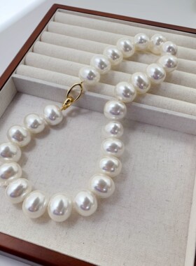 母贝椭圆锁骨项链时尚欧美风