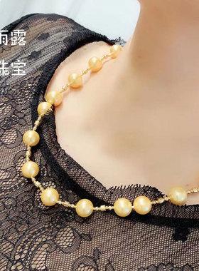 深海母贝珍珠海水项链花色间隔
