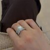 Freshwater pearl round sterling silver full set open ring