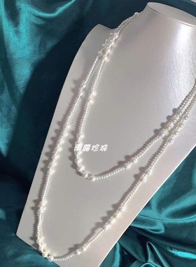 母贝珍珠大小间隔长款项链毛衣链