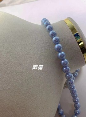 南洋母贝仿珍珠银蓝色锁骨项链