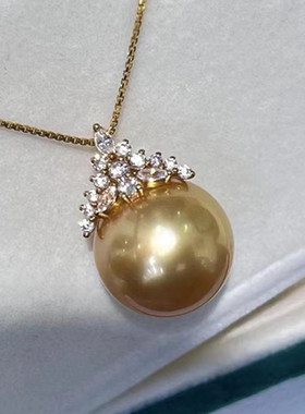 母贝珍珠茶金色吊坠经典奢华