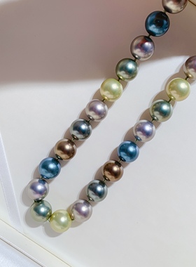 正圆项链母贝大溪地莫兰迪色锁骨