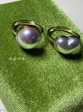 14k注金戒指仿马贝爱心圆形戒指