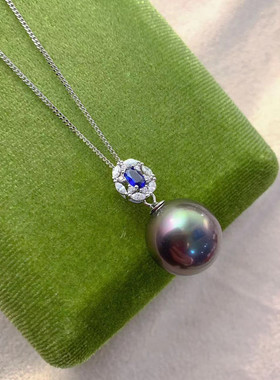 纯银蓝锆石复古风母贝珍珠吊坠