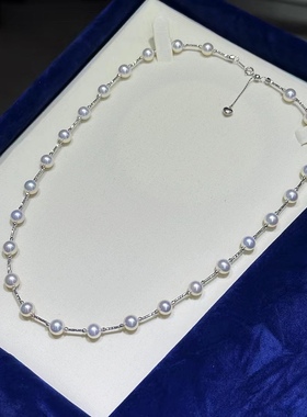 母贝仿Akoya珍珠樱花粉爆亮珠光正圆满天星锁骨项链 日韩精致时尚