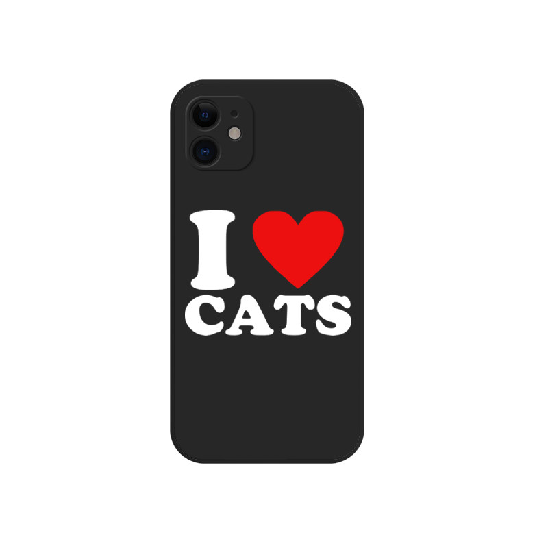 个性我爱小狗猫咪简约英文适用苹果15promax手机壳iphone14透明全包13软xr液态硅胶12华为oppo小米vivo宠物