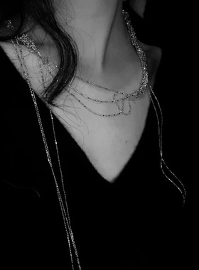 极简冷淡风缠绕式流苏项链