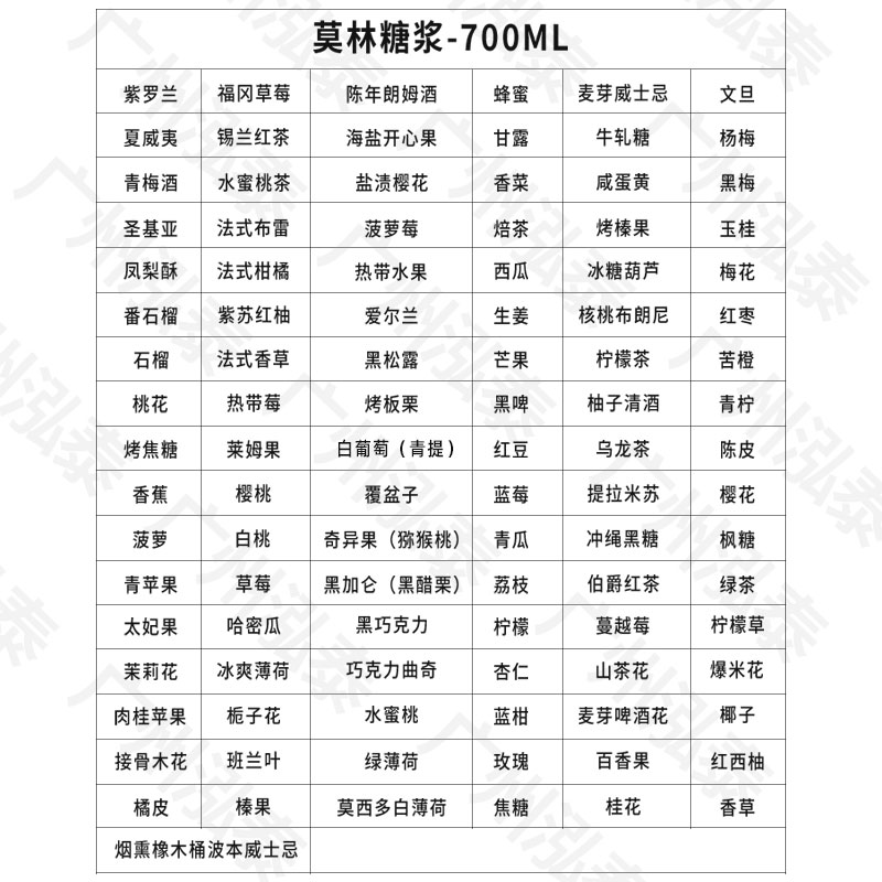 MONIN莫林风味糖浆700ml香草桂花薄荷焦糖接骨木花榛果蓝柑鸡尾酒